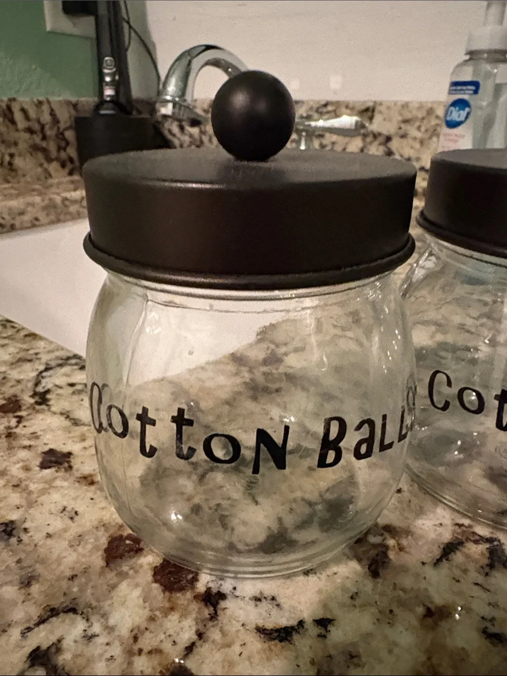 Clear Glass Cotton Jar with Black Lid - Set of 2